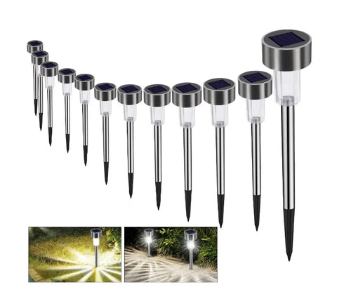 Set 10x Lampa solara de gradina inox Timeless Tools, Tip tarus