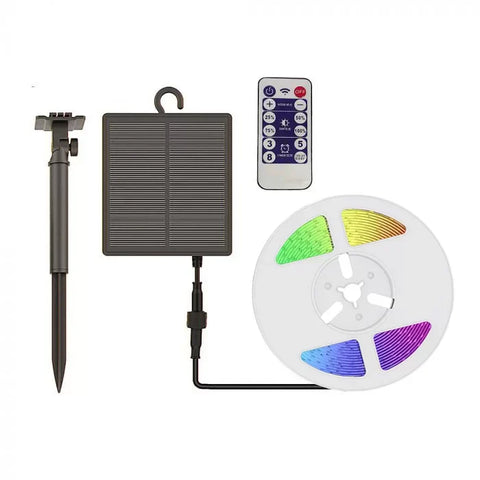 Kit Banda LED cu panou solar si telecomanda IP67 1.2W RGB