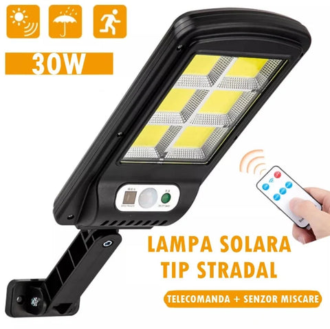 SET 2 X Lampa Solara cu LED, 30W, 128 COB + SET 3 x Lampa Solara 100 LED