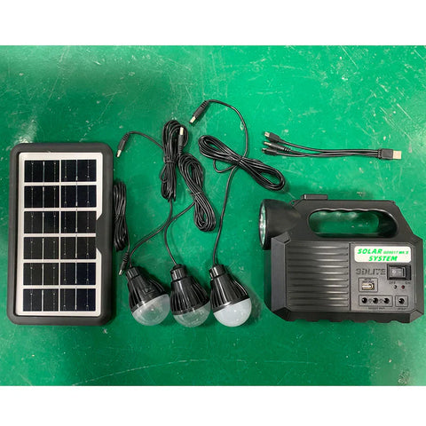 Kit Solar Portabil Solar City Cu 3 Becuri , Lanterna , Lampa , Incarcator Telefon