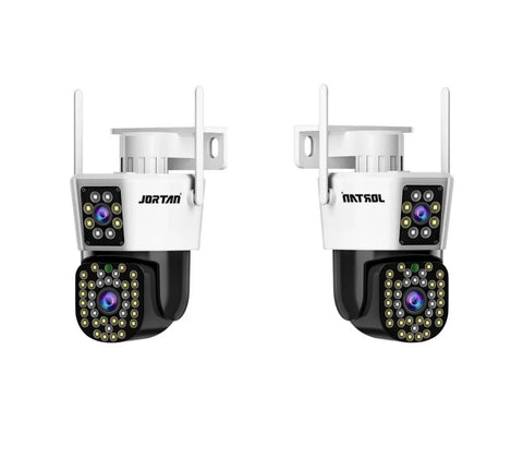 Set 2 x Camera de Supraveghere Duală Jortan 8293, 6MP, WiFi sau Cablu, Ip66 , 44 Led Vedere Nocturna