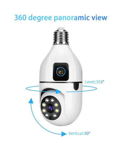 Jortan JTZ-9696PROB: Cameră Supraveghere Duală Tip Bec, HD, WiFi, Vedere 360° + CADOU SURPRIZA