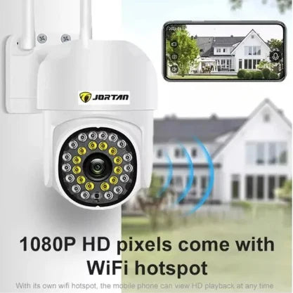 Cameră de Supraveghere Jortan 8161QJ, 28 LED-uri, WiFi, HD, Viziune Nocturnă cu Infraroșu și Protecție IP66, Transmisie Live pe Telefon