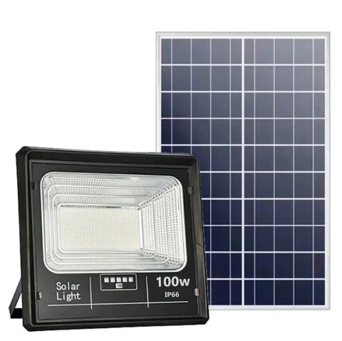 Set 2 x Proiector Solar Jortan 100W , IP66 , Indicator Baterie , 6500k + Cadou Surpriza