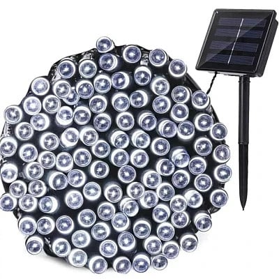 Pachet 4 x Instalatie 200 LED cu panou solar si controler, lungime 20 metri , Alb Rece , Multicolor ,Albastru